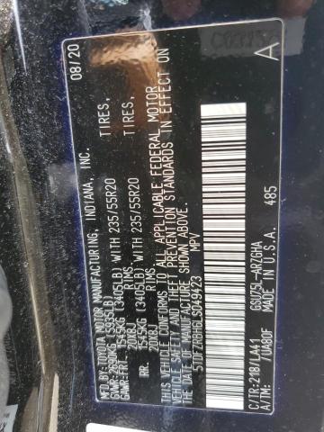 2020 TOYOTA HIGHLANDER 5TDFZRBH6LS049423