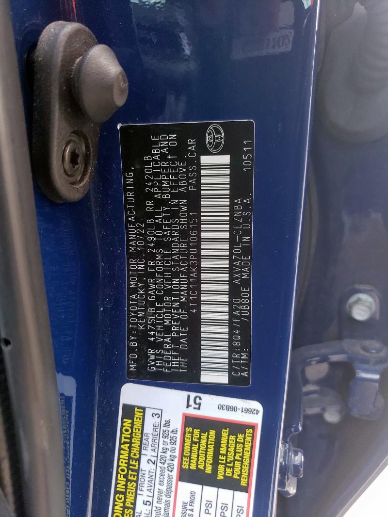 2023 TOYOTA CAMRY LE 4T1C11AK3PU106151