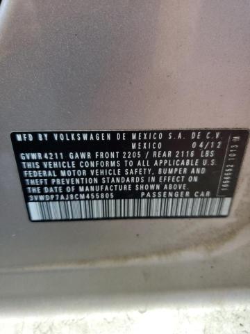 2012 VOLKSWAGEN JETTA SE - 3VWDP7AJ8CM455805