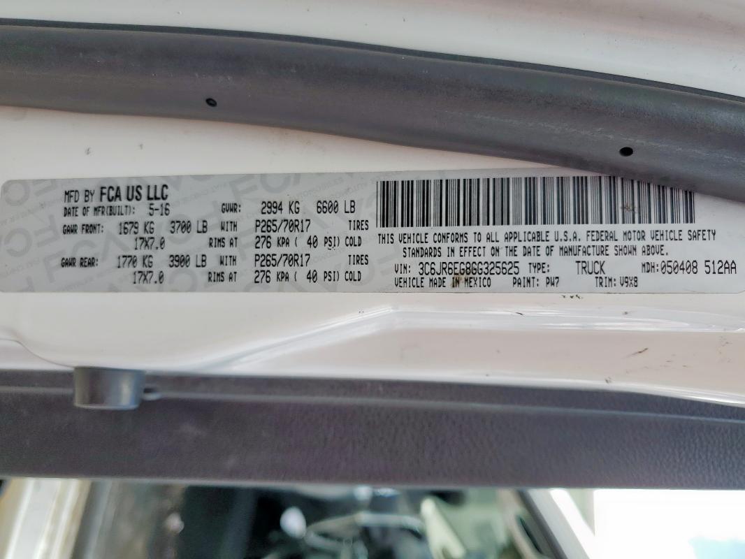 2016 RAM 1500 SLT - 3C6JR6EG8GG325625