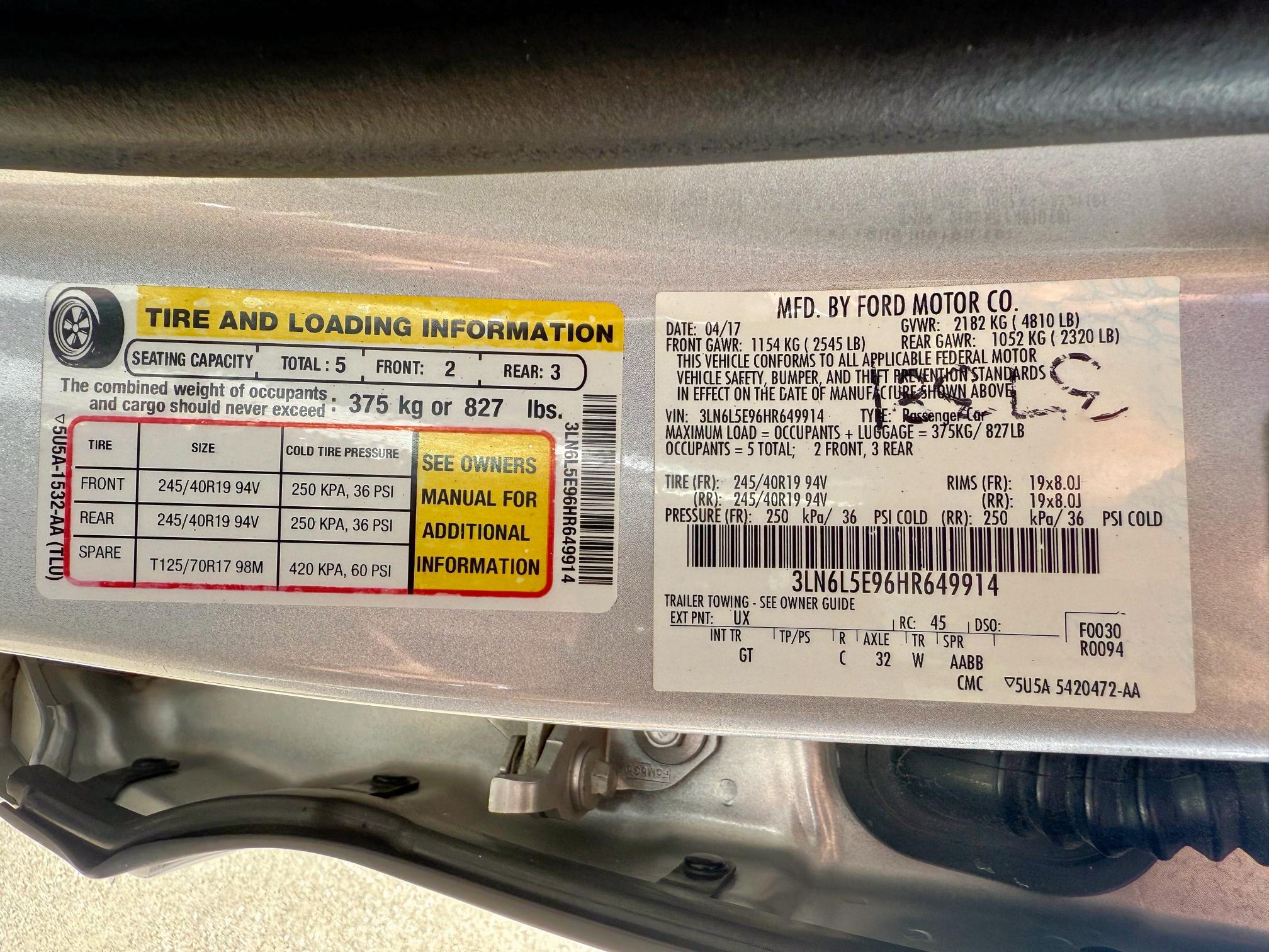 2017 LINCOLN MKZ RESERV 3LN6L5E96HR649914