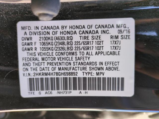 2016 HONDA CR-V EXL 2HKRM4H78GH698892