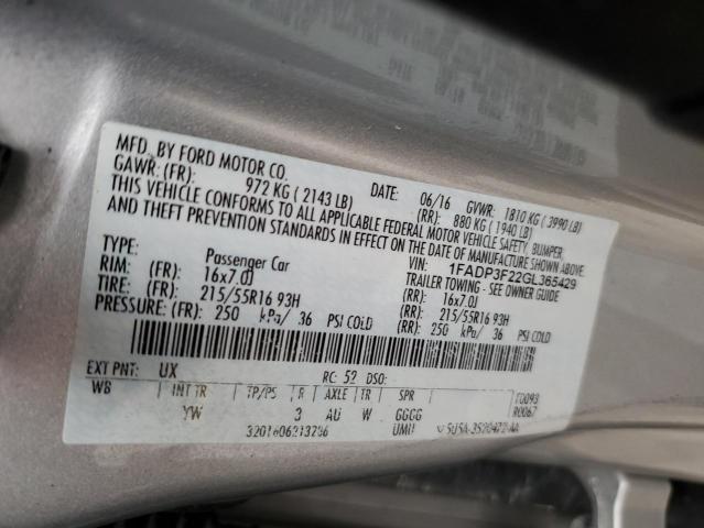 2016 FORD FOCUS SE - 1FADP3F22GL365429