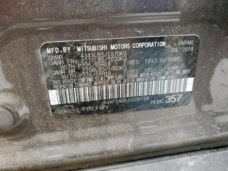 2018 MITSUBISHI OUTLANDER JA4AP3AW8JU026158