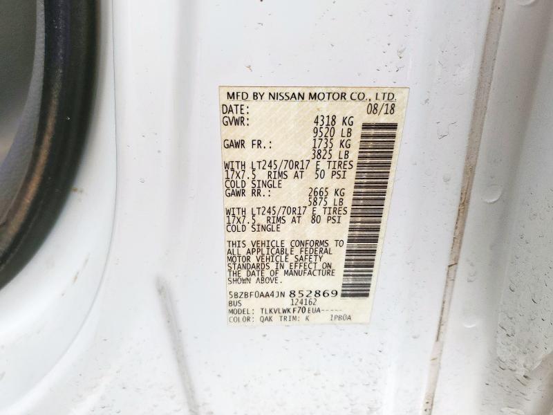 2018 NISSAN NV 3500 S 5BZBF0AA4JN852869