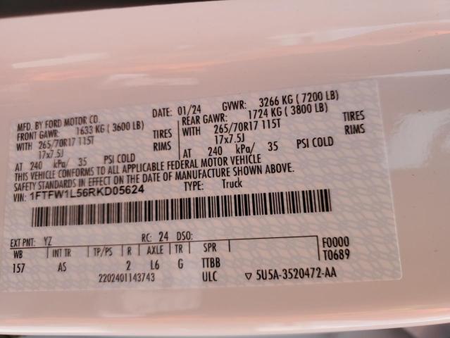 2024 FORD F150 XL 1FTFW1L56RKD05624