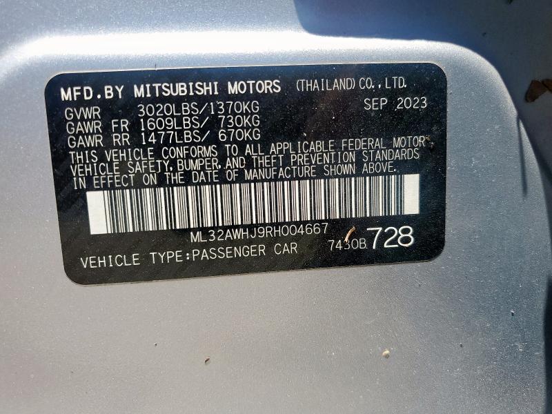2024 MITSUBISHI MIRAGE SE ML32AWHJ9RH004667