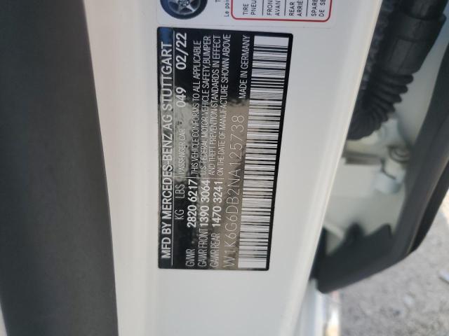 2022 MERCEDES-BENZ S 500 4MAT W1K6G6DB2NA125738