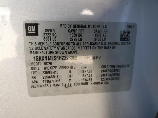 2017 GMC ACADIA SLT 1GKKNMLS6HZ298905