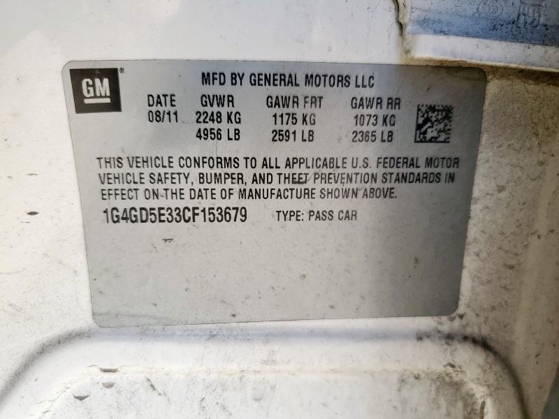 2012 BUICK LACROSSE P - 1G4GD5E33CF153679