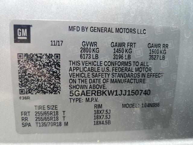 2018 BUICK ENCLAVE ES 5GAERBKW1JJ150740