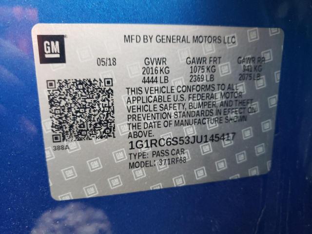 2018 CHEVROLET VOLT LT 1G1RC6S53JU145417