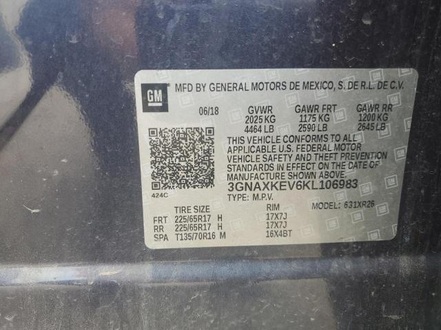 2019 CHEVROLET EQUINOX LT 3GNAXKEV6KL106983