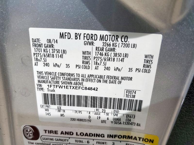 2014 FORD F150 SUPER - 1FTFW1ETXEFC84842