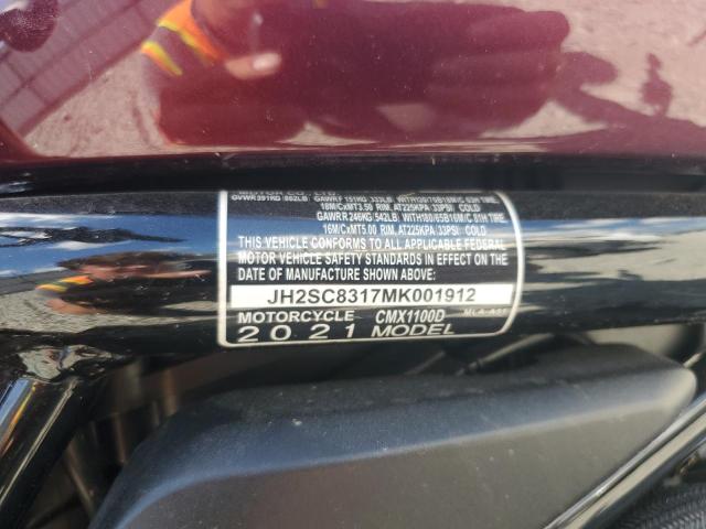 2021 HONDA CMX1100 D JH2SC8317MK001912