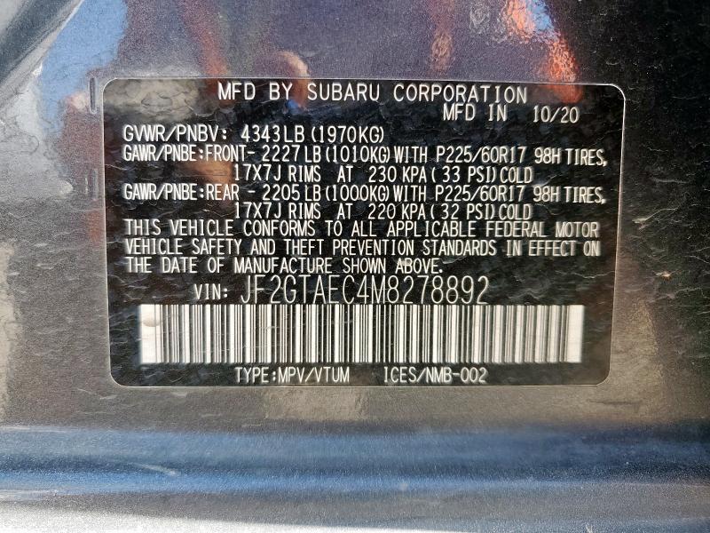 2021 SUBARU CROSSTREK JF2GTAEC4M8278892