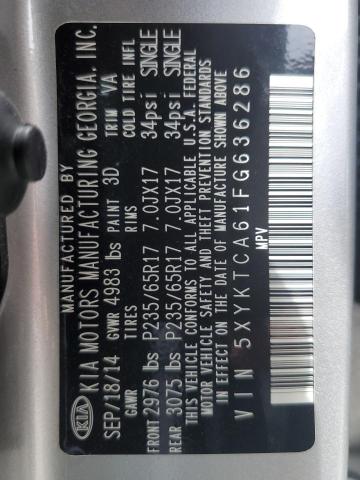 2015 KIA SORENTO LX 5XYKTCA61FG636286