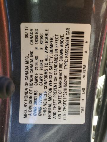 2017 HONDA CIVIC EX - 2HGFC1F32HH652491