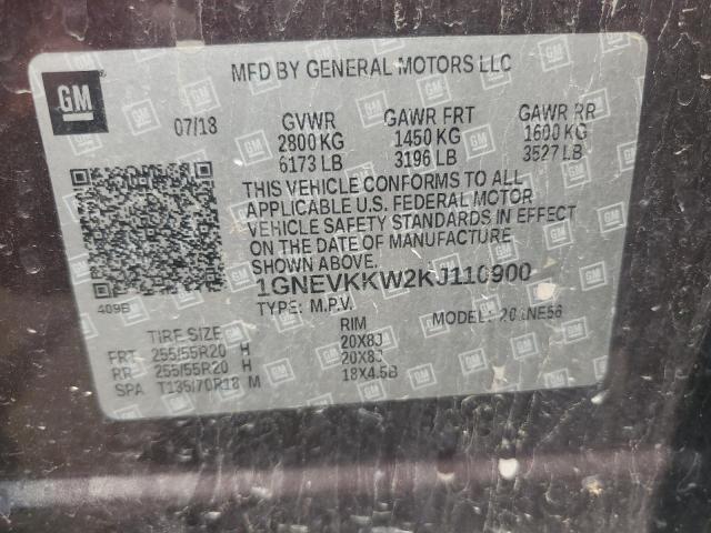 2019 CHEVROLET TRAVERSE P 1GNEVKKW2KJ110900