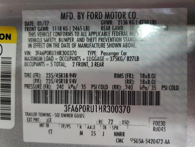 2017 FORD FUSION TIT - 3FA6P0RU1HR300370