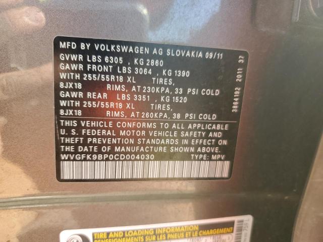 2012 VOLKSWAGEN TOUAREG V6 - WVGFK9BP0CD004030