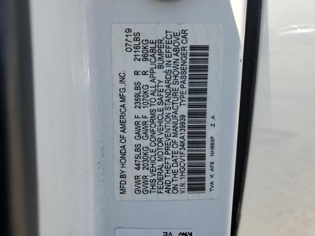 2019 HONDA ACCORD SPO 1HGCV1F34KA139939