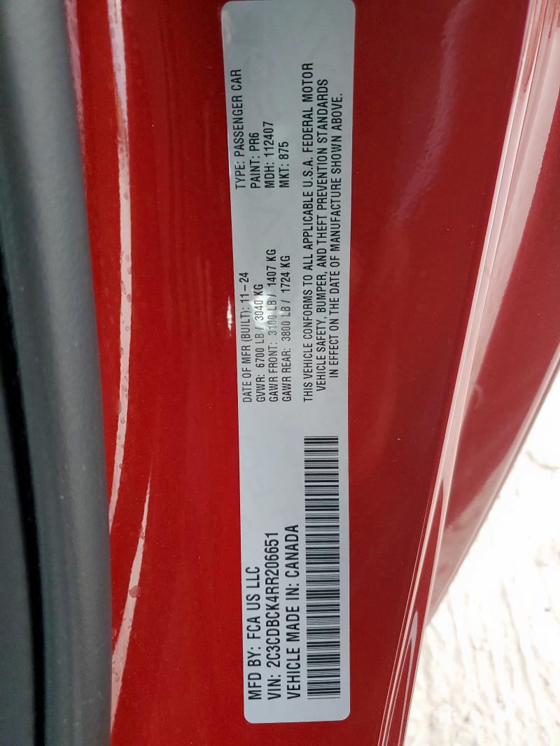 2024 DODGE CHARGER DA 2C3CDBCK4RR206651
