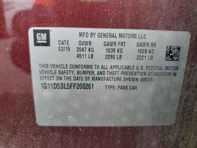 2015 CHEVROLET MALIBU 2LT 1G11D5SL5FF260261