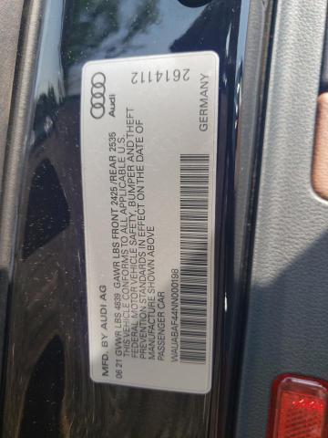 2022 AUDI A4 PREMIUM WAUABAF44NN000198