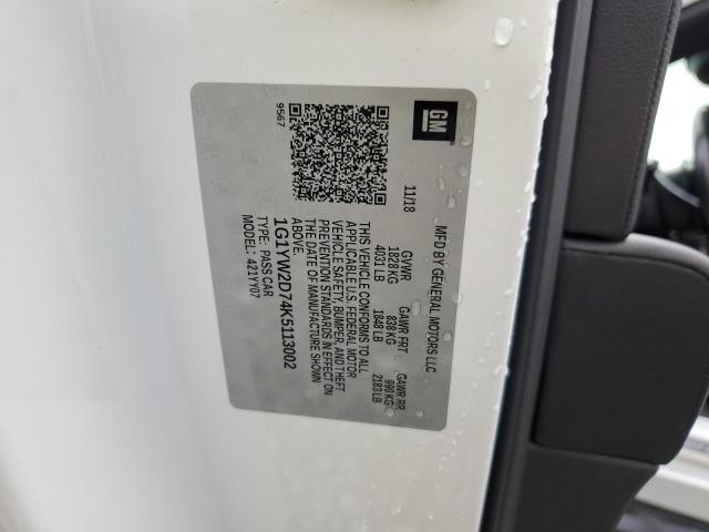 2019 CHEVROLET CORVETTE G 1G1YW2D74K5113002