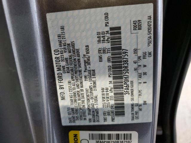 2013 FORD FUSION SE - 3FA6P0H75DR387597