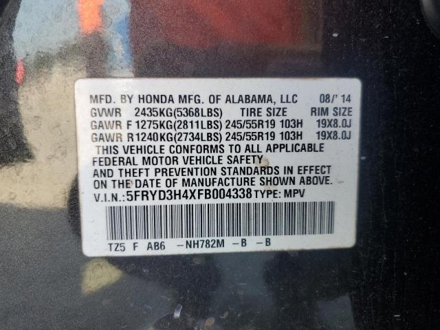 2015 ACURA MDX TECHNO 5FRYD3H4XFB004338