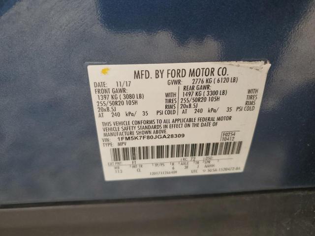2018 FORD EXPLORER L - 1FM5K7F80JGA28309