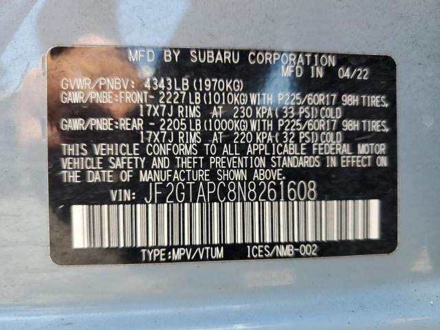 2022 SUBARU CROSSTREK JF2GTAPC8N8261608