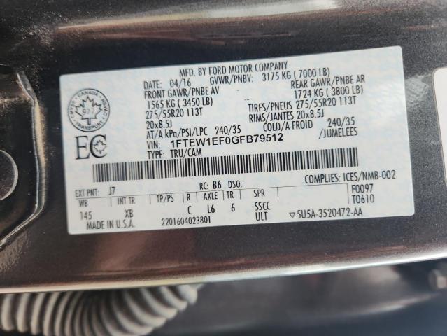 2016 FORD F150 SUPERCREW 1FTEW1EF0GFB79512