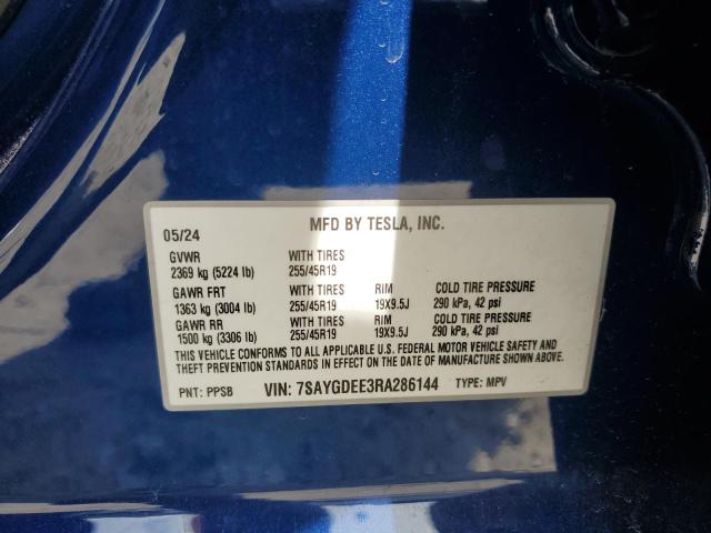2024 TESLA MODEL Y 7SAYGDEE3RA286144