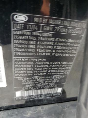 2015 LAND ROVER RANGE ROVE SALWG2VF7FA604476