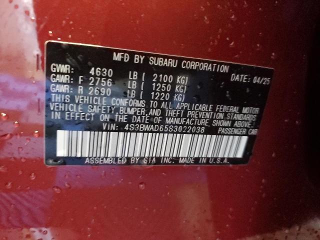 2025 SUBARU LEGACY PREMIUM 4S3BWAD65S3022038