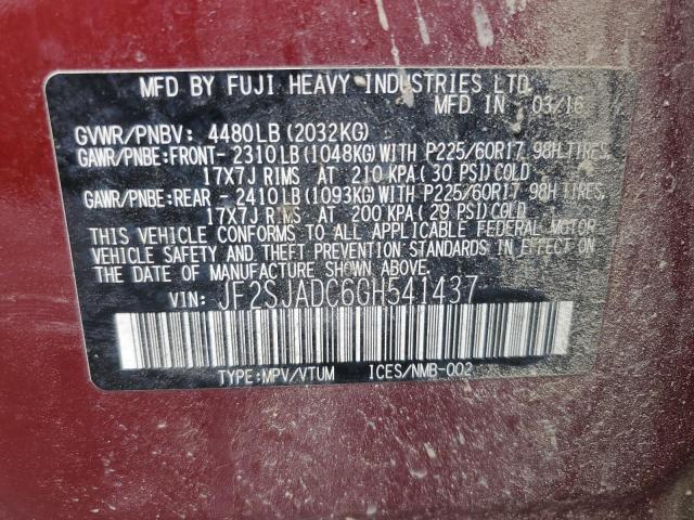2016 SUBARU FORESTER 2 JF2SJADC6GH541437