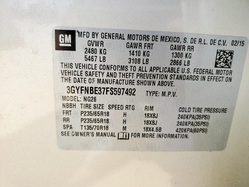 2015 CADILLAC SRX LUXURY 3GYFNBE37FS597492