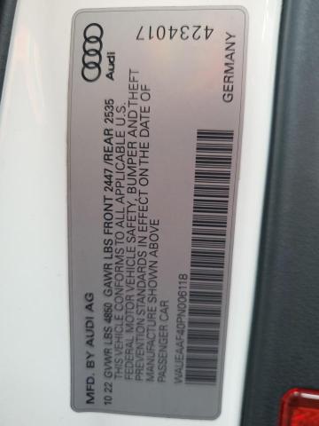 2023 AUDI A4 PREMIUM WAUEAAF40PN006118