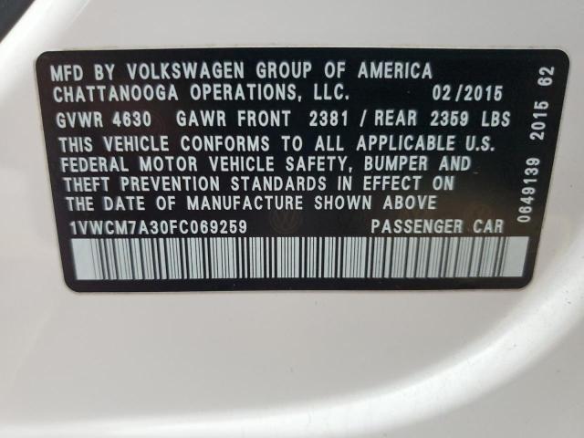 2015 VOLKSWAGEN PASSAT SEL - 1VWCM7A30FC069259