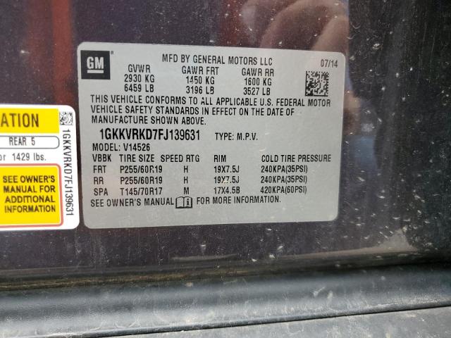 2015 GMC ACADIA SLT 1GKKVRKD7FJ139631