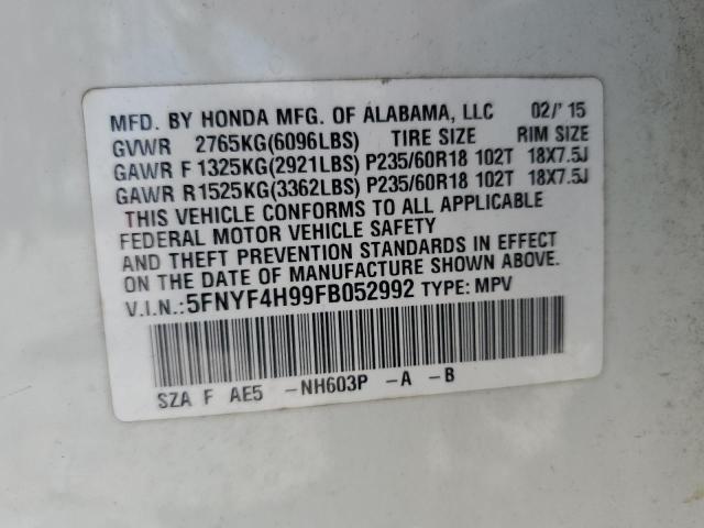 2015 HONDA PILOT TOURING - 5FNYF4H99FB052992