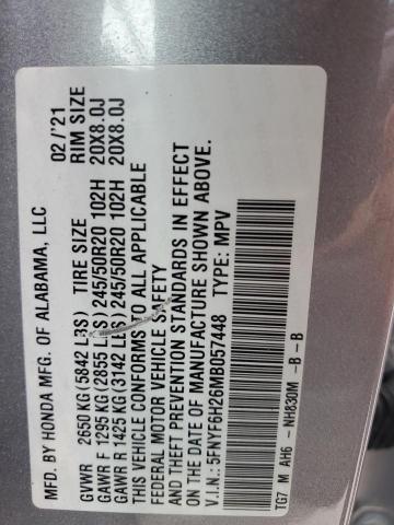 2021 HONDA PILOT SE 5FNYF6H26MB057448