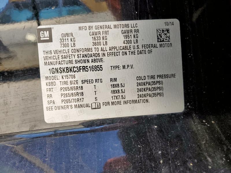 2015 CHEVROLET TAHOE K150 1GNSKBKC3FR516855