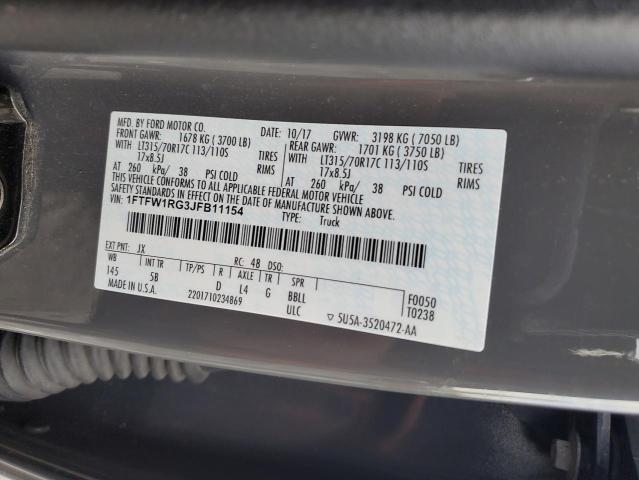 2018 FORD F150 RAPTO 1FTFW1RG3JFB11154