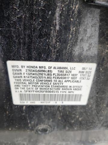 2015 HONDA PILOT LX 5FNYF4H26FB004515