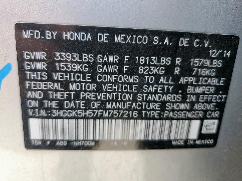 2015 HONDA FIT LX 3HGGK5H57FM757216