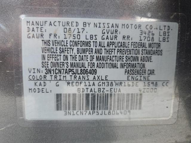 2018 NISSAN VERSA - 3N1CN7AP5JL806409